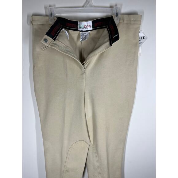 Tuff Rider Breeches Women Size 40 Long Beige Knee Patch Stretch Adj Leg Openings - Picture 15 of 16